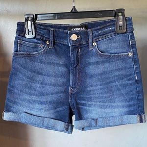 High rise denim shorts